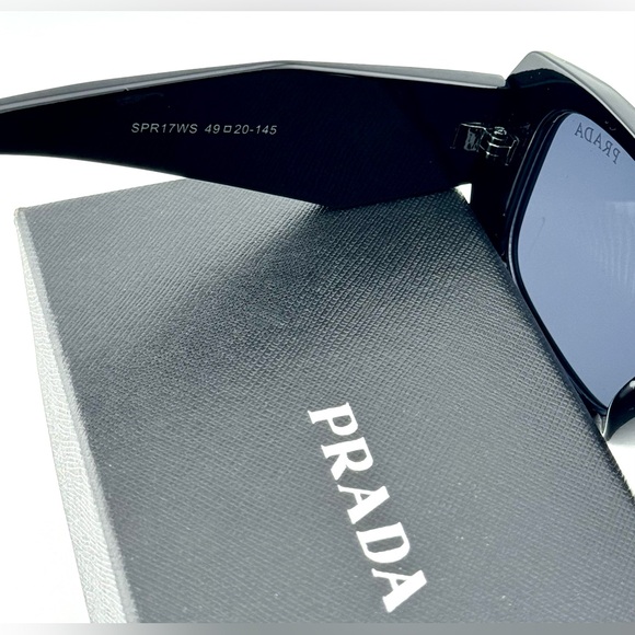 New! Prada Symbole Sunglasses SPR17WS Acetate Black Frame Gray Lenses UNISEX! - Picture 10 of 15